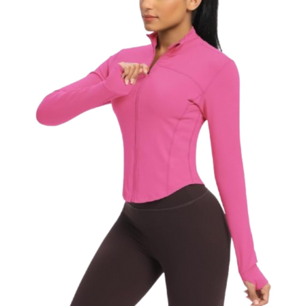NWT Queenieke Pink Zip Up Athletic Yoga Workout Jacket Size Medium